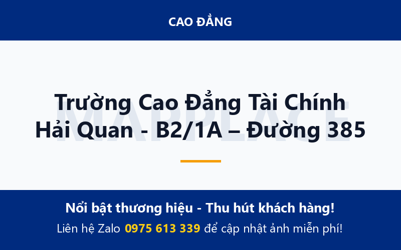 Trường Cao Đẳng Tài Chính Hải Quan - B2/1A – Đường 385
