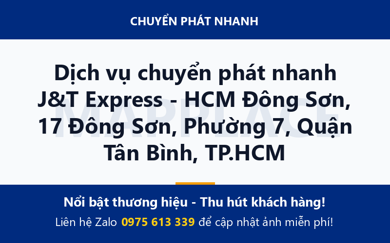 Dịch vụ chuyển phát nhanh J&T Express - HCM Đông Sơn, 17 Đông Sơn, Phường 7, Quận Tân Bình, TP.HCM