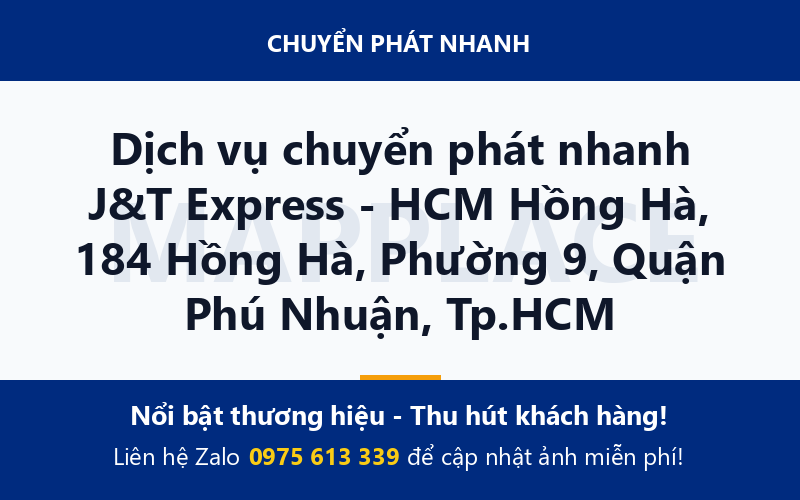 Dịch vụ chuyển phát nhanh J&T Express - HCM Hồng Hà, 184 Hồng Hà, Phường 9, Quận Phú Nhuận, Tp.HCM