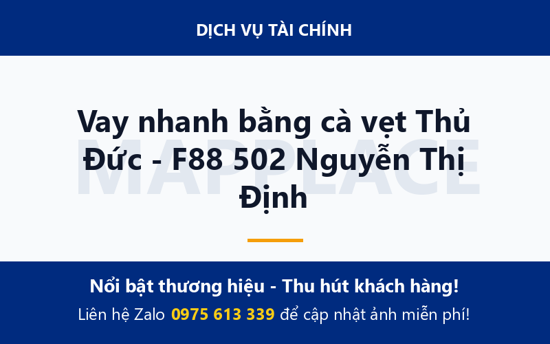 Vay nhanh bằng cà vẹt Thủ Đức - F88 502 Nguyễn Thị Định