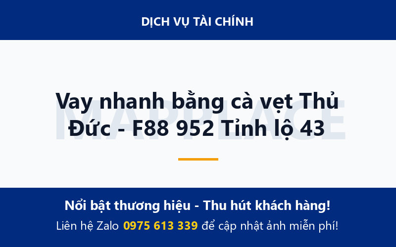 Vay nhanh bằng cà vẹt Thủ Đức - F88 952 Tỉnh lộ 43