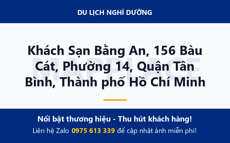 Khách Sạn Bằng An, 156 Bàu Cát, Phường 14, Quận Tân Bình, Thành phố Hồ Chí Minh