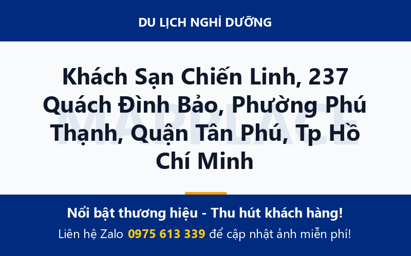 Khách Sạn Chiến Linh, 237 Quách Đình Bảo, Phường Phú Thạnh, Quận Tân Phú, Tp Hồ Chí Minh