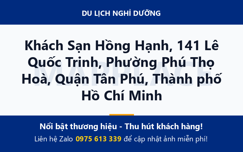 Khách Sạn Hồng Hạnh, 141 Lê Quốc Trinh, Phường Phú Thọ Hoà, Quận Tân Phú, Thành phố Hồ Chí Minh