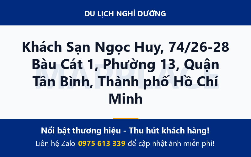 Khách Sạn Ngọc Huy, 74/26-28 Bàu Cát 1, Phường 13, Quận Tân Bình, Thành phố Hồ Chí Minh