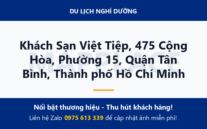 Khách Sạn Việt Tiệp, 475 Cộng Hòa, Phường 15, Quận Tân Bình, Thành phố Hồ Chí Minh