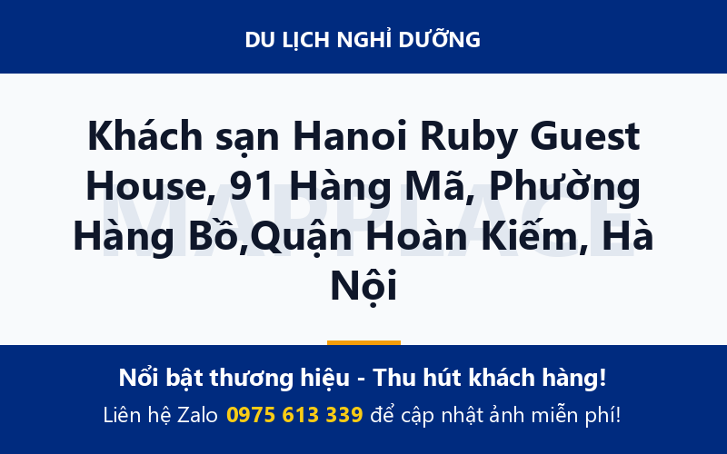 Khách sạn Hanoi Ruby Guest House, 91 Hàng Mã, Phường Hàng Bồ,Quận Hoàn Kiếm, Hà Nội