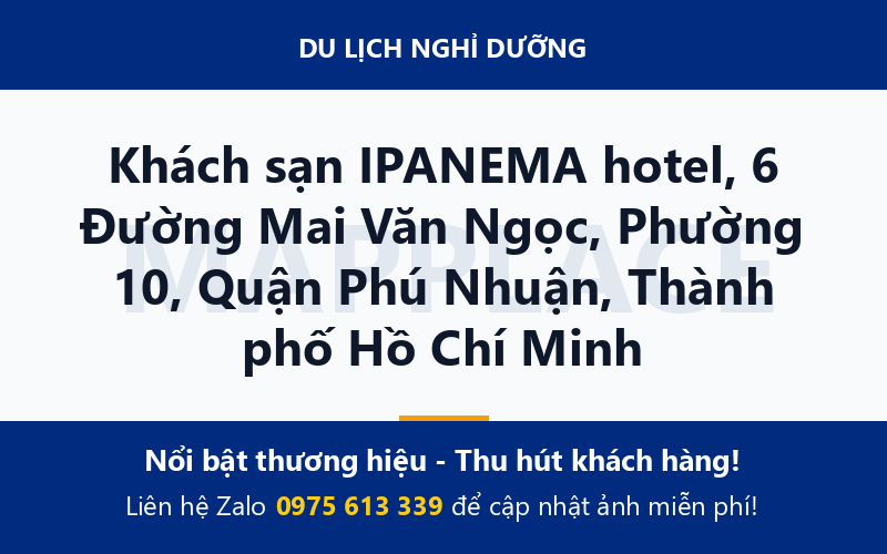 Khách sạn IPANEMA hotel, 6 Đường Mai Văn Ngọc, Phường 10, Quận Phú Nhuận, Thành phố Hồ Chí Minh