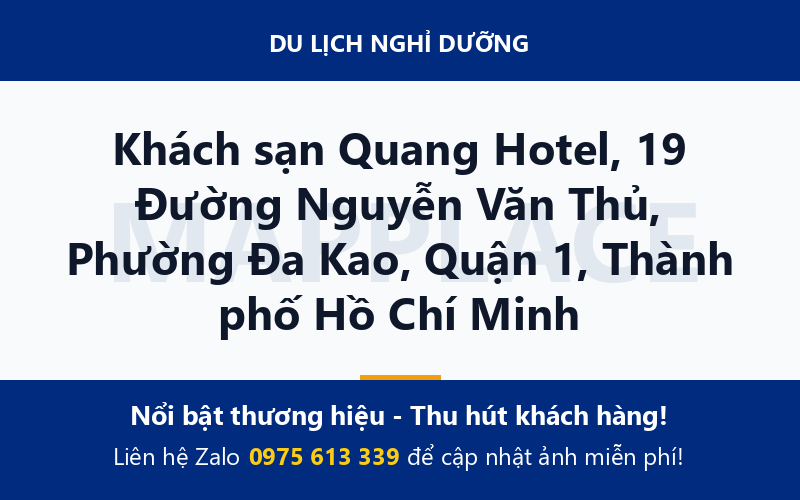 Khách sạn Quang Hotel, 19 Đường Nguyễn Văn Thủ, Phường Đa Kao, Quận 1, Thành phố Hồ Chí Minh
