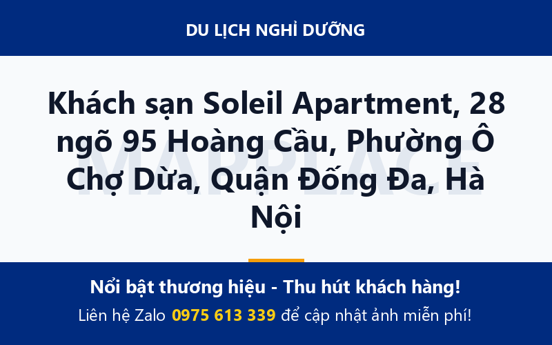 Khách sạn Soleil Apartment, 28 ngõ 95 Hoàng Cầu, Phường Ô Chợ Dừa, Quận Đống Đa, Hà Nội