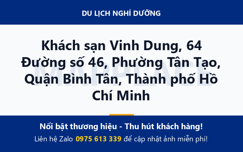 Khách sạn Vinh Dung, 64 Đường số 46, Phường Tân Tạo, Quận Bình Tân, Thành phố Hồ Chí Minh