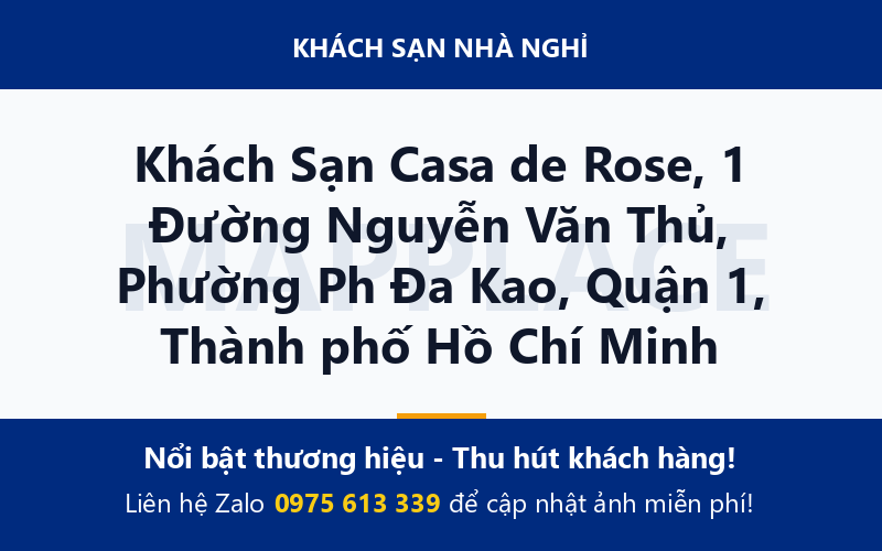 Khách Sạn Casa de Rose, 1 Đường Nguyễn Văn Thủ, Phường Ph Đa Kao, Quận 1, Thành phố Hồ Chí Minh