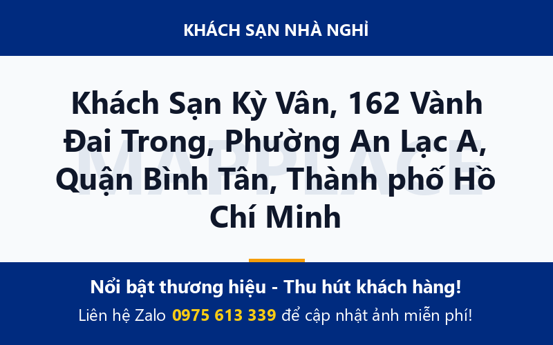 Khách Sạn Kỳ Vân, 162 Vành Đai Trong, Phường An Lạc A, Quận Bình Tân, Thành phố Hồ Chí Minh
