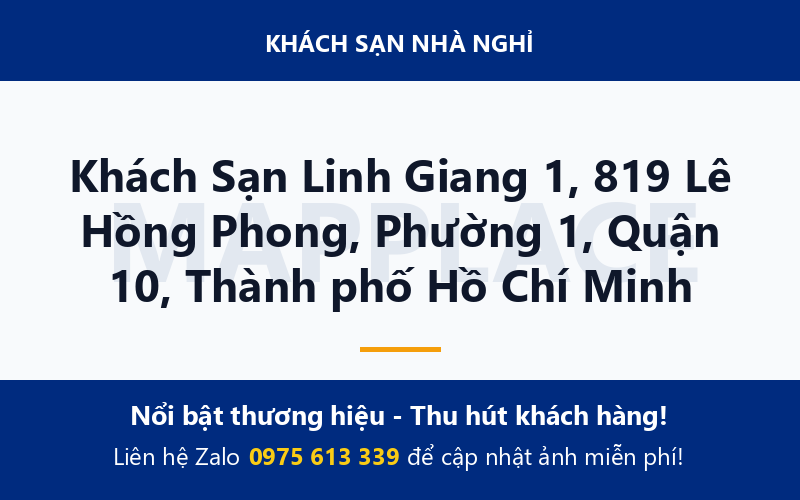 Khách Sạn Linh Giang 1, 819 Lê Hồng Phong, Phường 1, Quận 10, Thành phố Hồ Chí Minh