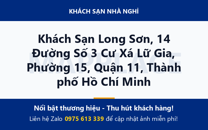 Khách Sạn Long Sơn, 14 Đường Số 3 Cư Xá Lữ Gia, Phường 15, Quận 11, Thành phố Hồ Chí Minh