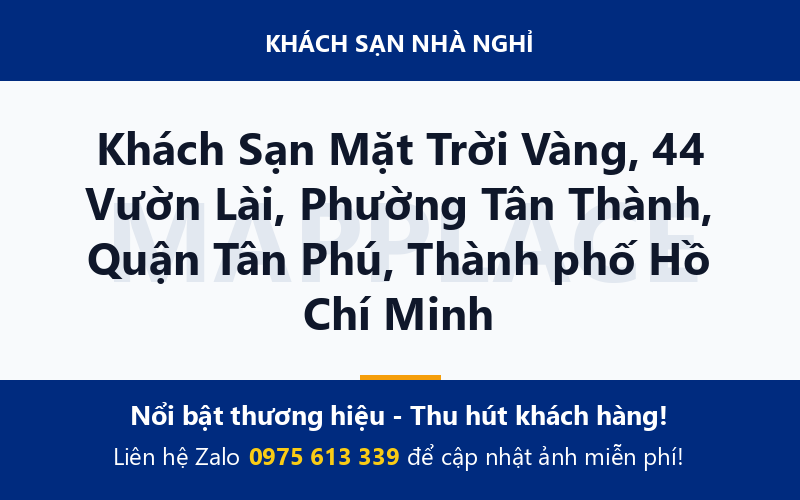 Khách Sạn Mặt Trời Vàng, 44 Vườn Lài, Phường Tân Thành, Quận Tân Phú, Thành phố Hồ Chí Minh