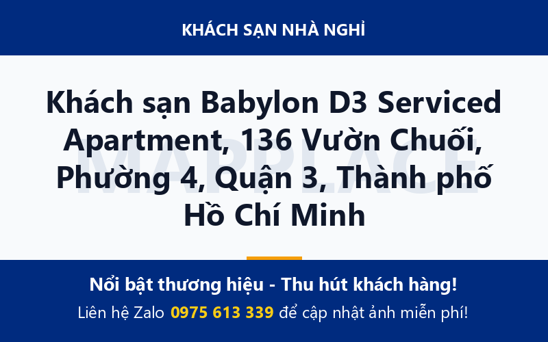 Khách sạn Babylon D3 Serviced Apartment, 136 Vườn Chuối, Phường 4, Quận 3, Thành phố Hồ Chí Minh