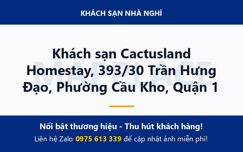 Khách sạn Cactusland Homestay, 393/30 Trần Hưng Đạo, Phường Cầu Kho, Quận 1