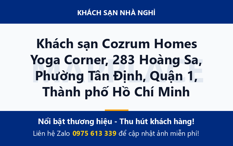 Khách sạn Cozrum Homes Yoga Corner, 283 Hoàng Sa, Phường Tân Định, Quận 1, Thành phố Hồ Chí Minh