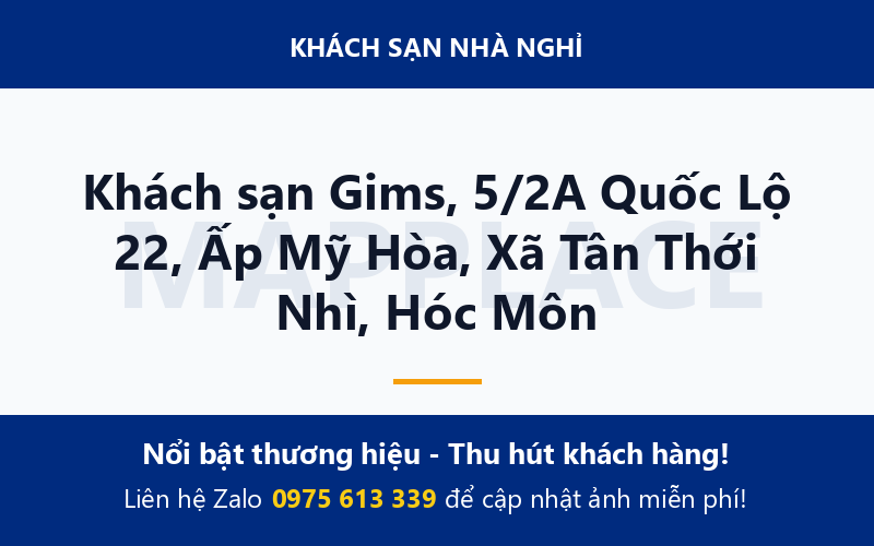 Khách sạn Gims, 5/2A Quốc Lộ 22, Ấp Mỹ Hòa, Xã Tân Thới Nhì, Hóc Môn