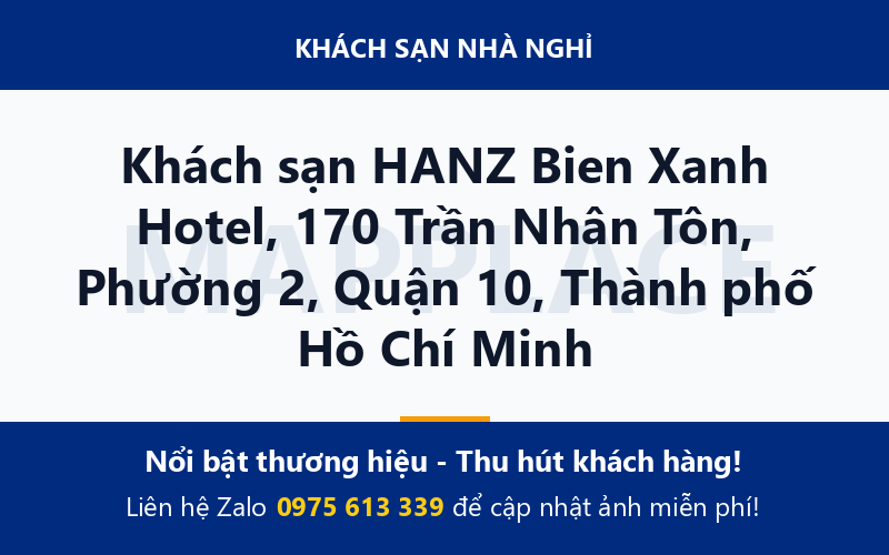 Khách sạn HANZ Bien Xanh Hotel, 170 Trần Nhân Tôn, Phường 2, Quận 10, Thành phố Hồ Chí Minh
