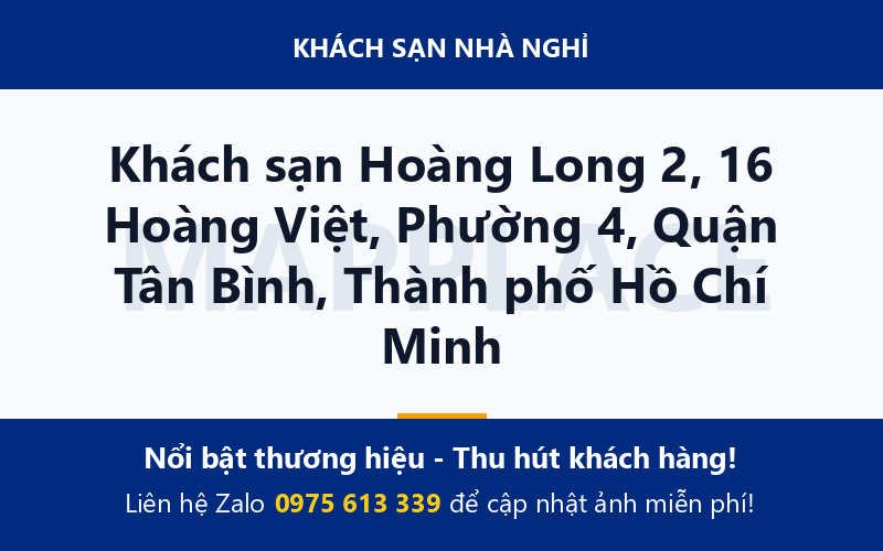 Khách sạn Hoàng Long 2, 16 Hoàng Việt, Phường 4, Quận Tân Bình, Thành phố Hồ Chí Minh