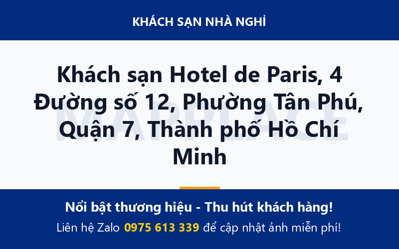 Khách sạn Hotel de Paris, 4 Đường số 12, Phường Tân Phú, Quận 7, Thành phố Hồ Chí Minh