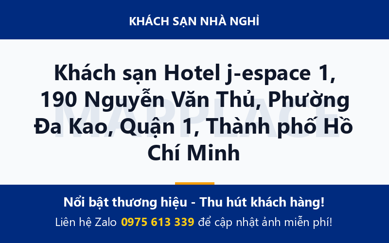 Khách sạn Hotel j-espace 1, 190 Nguyễn Văn Thủ, Phường Đa Kao, Quận 1, Thành phố Hồ Chí Minh