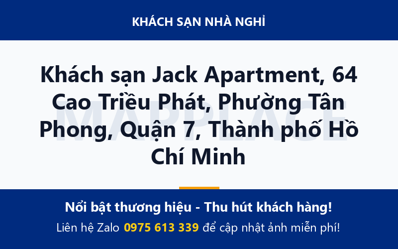 Khách sạn Jack Apartment, 64 Cao Triều Phát, Phường Tân Phong, Quận 7, Thành phố Hồ Chí Minh