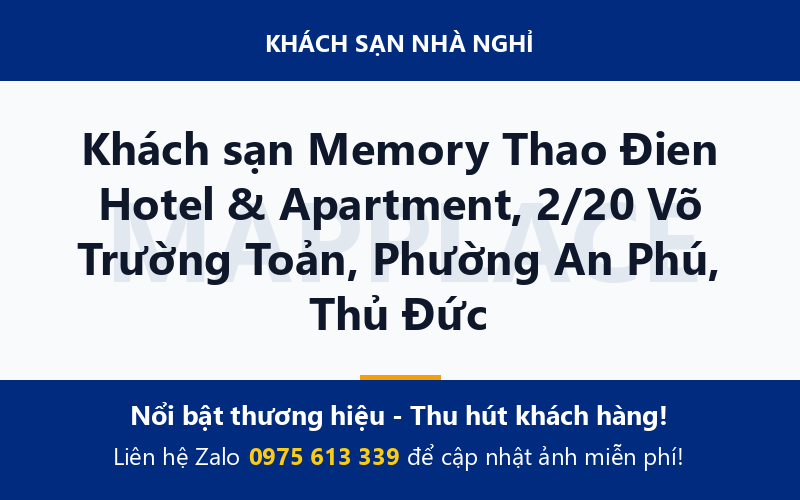 Khách sạn Memory Thao Đien Hotel & Apartment, 2/20 Võ Trường Toản, Phường An Phú, Thủ Đức