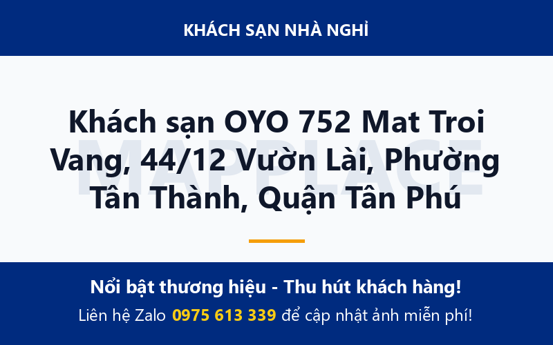 Khách sạn OYO 752 Mat Troi Vang, 44/12 Vườn Lài, Phường Tân Thành, Quận Tân Phú