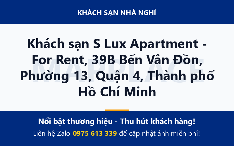 Khách sạn S Lux Apartment - For Rent, 39B Bến Vân Đồn, Phường 13, Quận 4, Thành phố Hồ Chí Minh