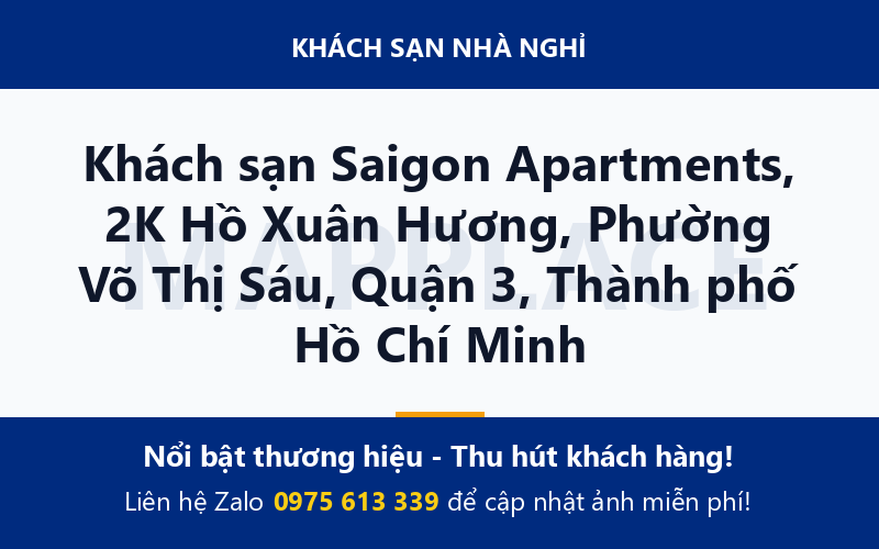 Khách sạn Saigon Apartments, 2K Hồ Xuân Hương, Phường Võ Thị Sáu, Quận 3, Thành phố Hồ Chí Minh
