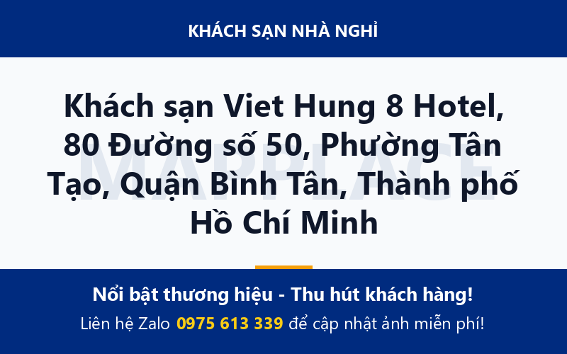 Khách sạn Viet Hung 8 Hotel, 80 Đường số 50, Phường Tân Tạo, Quận Bình Tân, Thành phố Hồ Chí Minh