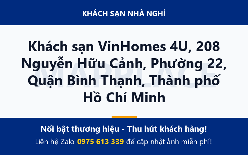 Khách sạn VinHomes 4U, 208 Nguyễn Hữu Cảnh, Phường 22, Quận Bình Thạnh, Thành phố Hồ Chí Minh
