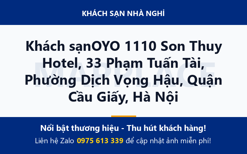 Khách sạnOYO 1110 Son Thuy Hotel, 33 Phạm Tuấn Tài, Phường Dịch Vọng Hậu, Quận Cầu Giấy, Hà Nội