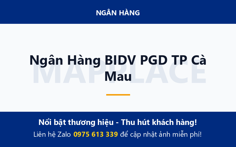 Ngân Hàng BIDV PGD TP Cà Mau