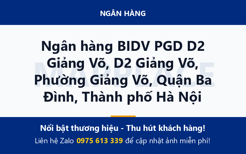 Ngân hàng BIDV PGD D2 Giảng Võ, D2 Giảng Võ, Phường Giảng Võ, Quận Ba Đình, Thành phố Hà Nội