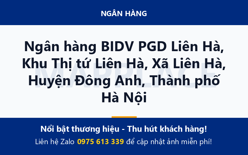 Ngân hàng BIDV PGD Liên Hà, Khu Thị tứ Liên Hà, Xã Liên Hà, Huyện Đông Anh, Thành phố Hà Nội