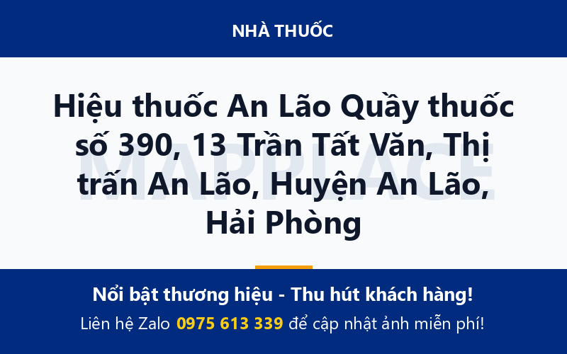 Hiệu thuốc An Lão Quầy thuốc số 390, 13 Trần Tất Văn, Thị trấn An Lão, Huyện An Lão, Hải Phòng
