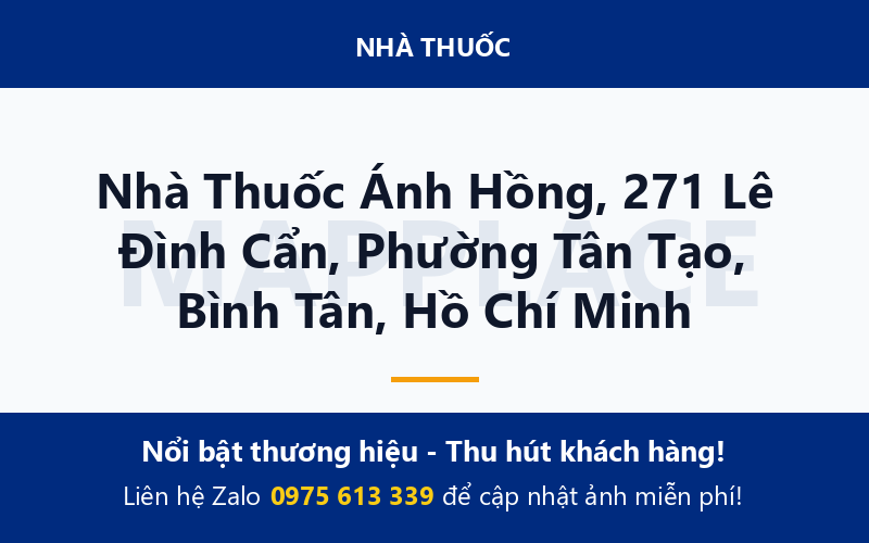Nhà Thuốc Ánh Hồng, 271 Lê Đình Cẩn, Phường Tân Tạo, Bình Tân, Hồ Chí Minh