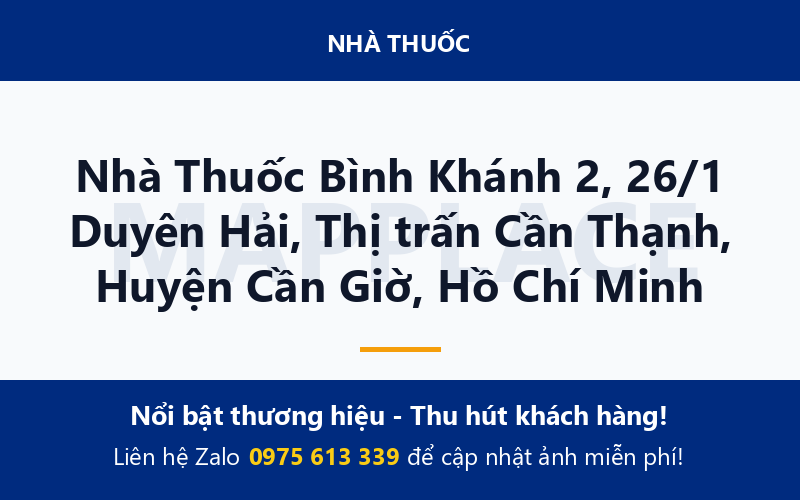 Nhà Thuốc Bình Khánh 2, 26/1 Duyên Hải, Thị trấn Cần Thạnh, Huyện Cần Giờ, Hồ Chí Minh