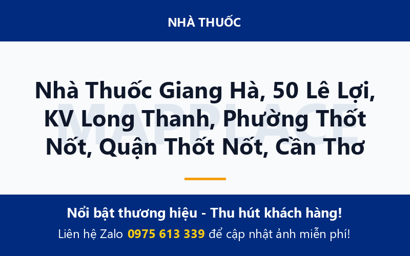 Nhà Thuốc Giang Hà, 50 Lê Lợi, KV Long Thanh, Phường Thốt Nốt, Quận Thốt Nốt, Cần Thơ