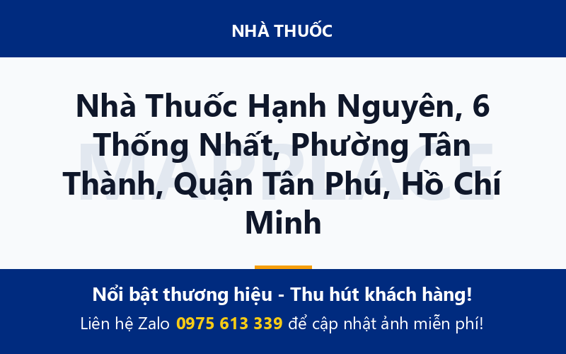 Nhà Thuốc Hạnh Nguyên, 6 Thống Nhất, Phường Tân Thành, Quận Tân Phú, Hồ Chí Minh