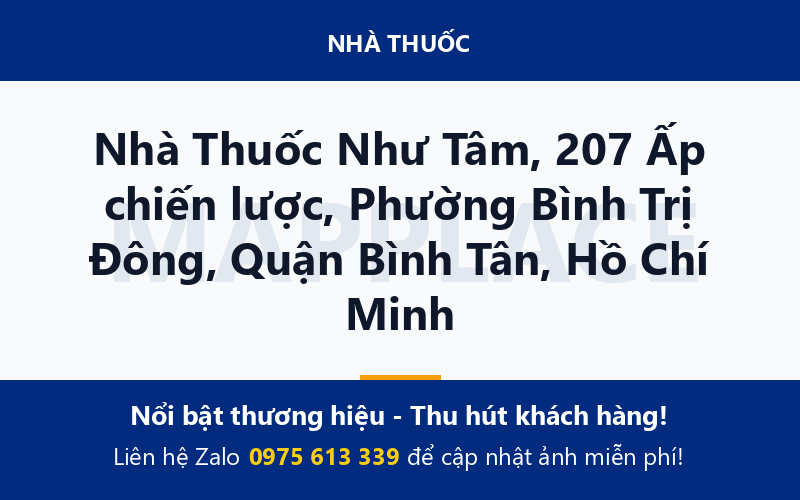 Nhà Thuốc Như Tâm, 207 Ấp chiến lược, Phường Bình Trị Đông, Quận Bình Tân, Hồ Chí Minh