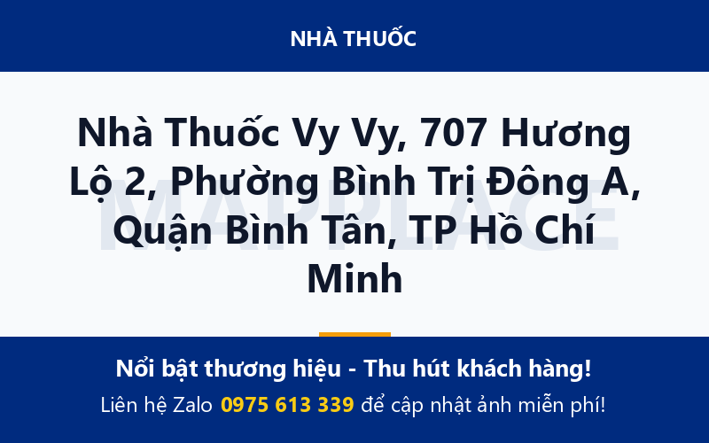Nhà Thuốc Vy Vy, 707 Hương Lộ 2, Phường Bình Trị Đông A, Quận Bình Tân, TP Hồ Chí Minh
