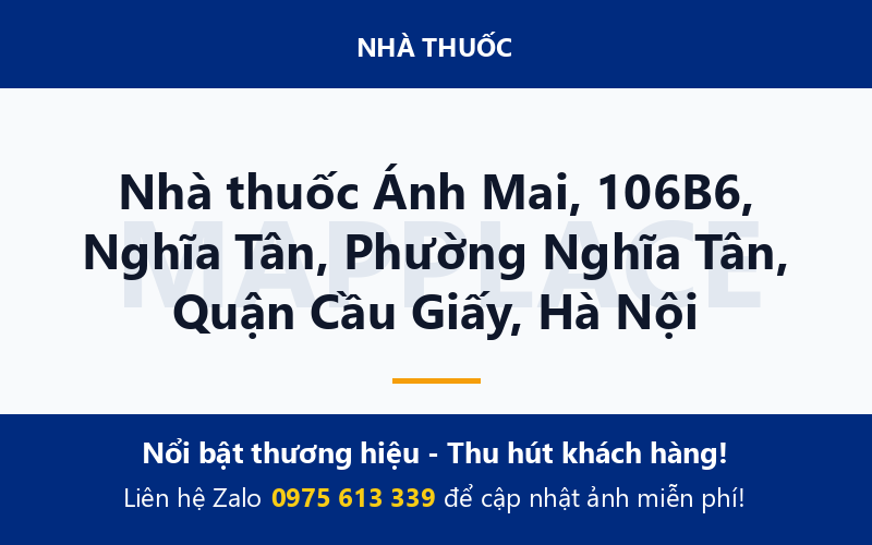 Nhà thuốc Ánh Mai, 106B6, Nghĩa Tân, Phường Nghĩa Tân, Quận Cầu Giấy, Hà Nội