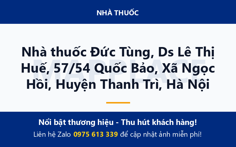 Nhà thuốc Đức Tùng, Ds Lê Thị Huế, 57/54 Quốc Bảo, Xã Ngọc Hồi, Huyện Thanh Trì, Hà Nội