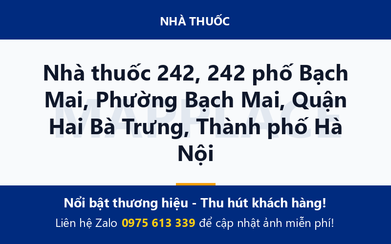 Nhà thuốc 242, 242 phố Bạch Mai, Phường Bạch Mai, Quận Hai Bà Trưng, Thành phố Hà Nội
