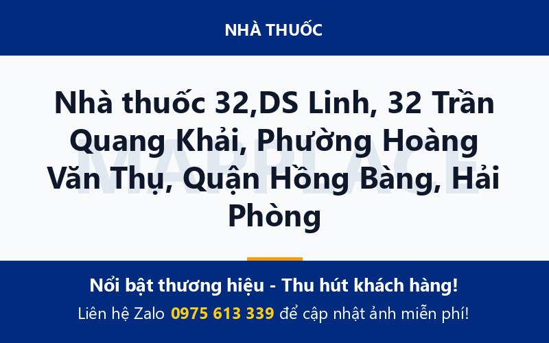 Nhà thuốc 32,DS Linh, 32 Trần Quang Khải, Phường Hoàng Văn Thụ, Quận Hồng Bàng, Hải Phòng